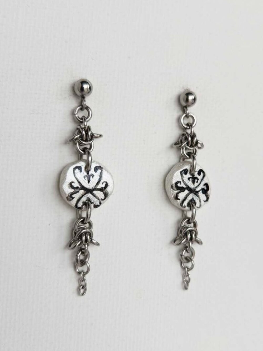 Long silver earrings